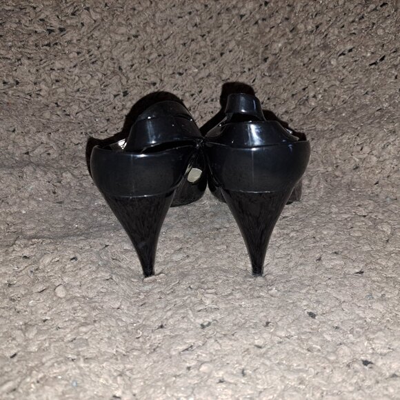 MELISSA-Classic Heel-Stiletto Cut Out Slingback-Black Pointed Toe-Sz 9-Near Mint - Picture 6 of 8